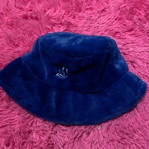 Winter Fluffy Blue Bucket Hat